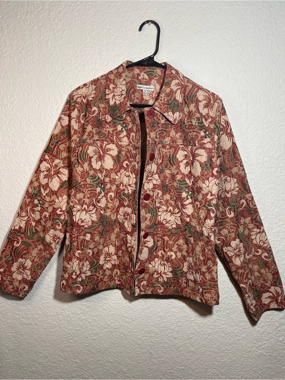 Rebecca Malone Floral Jacquard Jacket - Women’s Red & Cream M